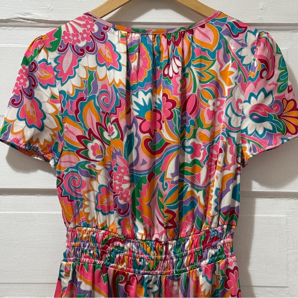 Nicole Miller Floral Ruffled Satin Mini Dress - Picture 7 of 11